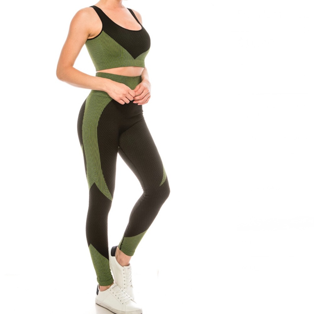 💜💛💚Seamless jacquard yoga set